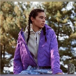New + Tags - Free People Movement Purple Packable Puffer w Hood